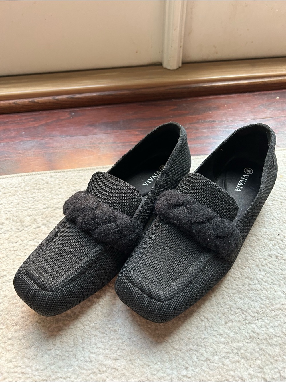 VIVIKA Black Braided-Trim Loafers